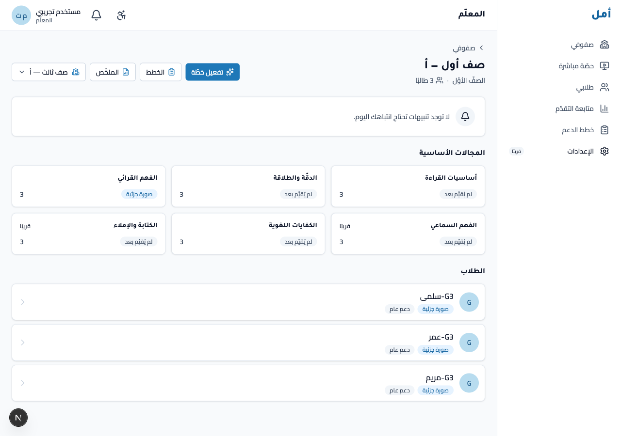 Class dashboard